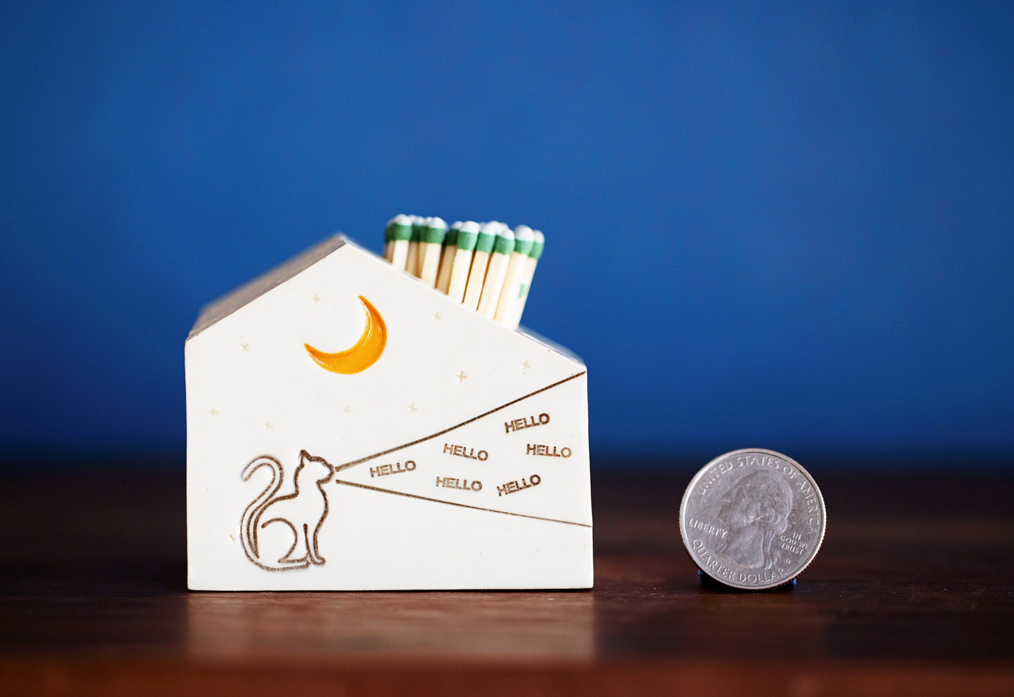 Cat Ceramic Match Striker with HELLO Messages