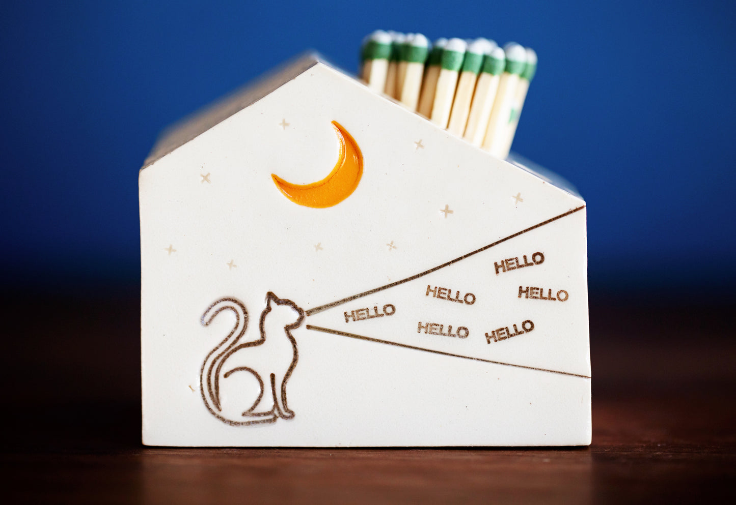 Cat Ceramic Match Striker with HELLO Messages