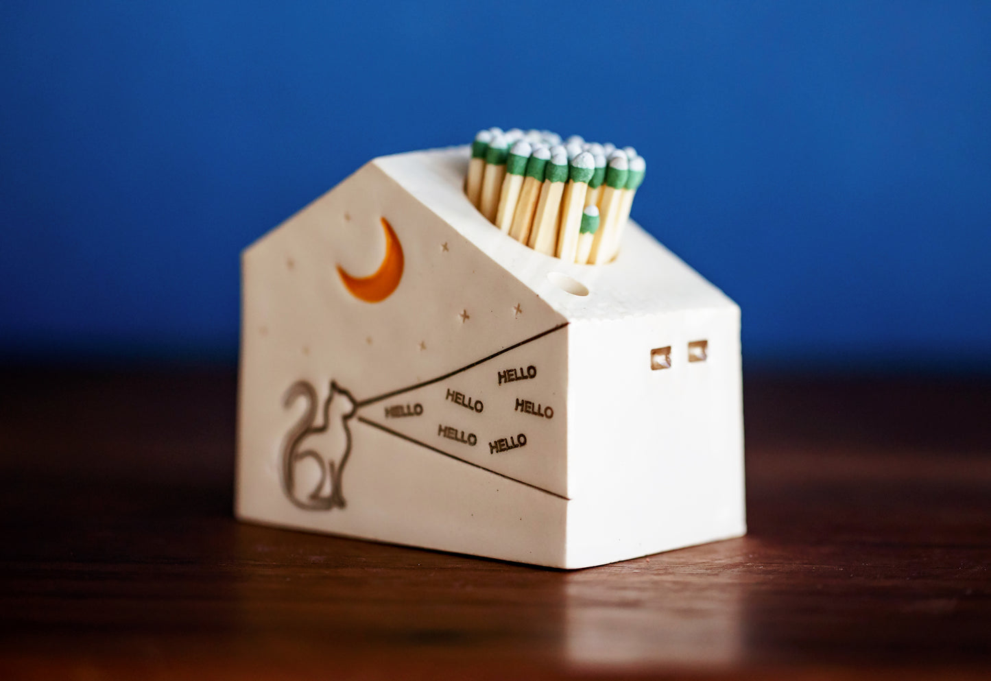 Cat Ceramic Match Striker with HELLO Messages
