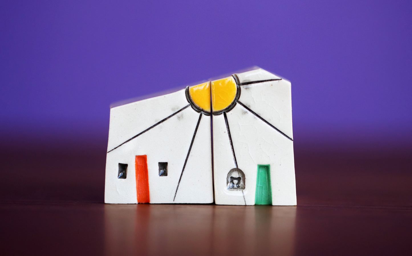 Best Friend Ceramic House Sets with Cat, Sunshine, Moon, Pebble Texture