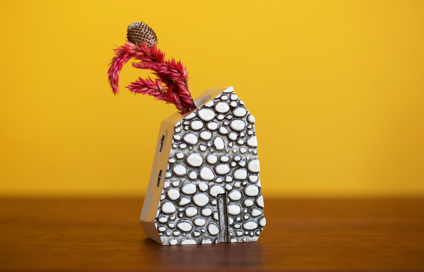 Ceramic House Bud Vase with Woodland or Dancer Pattern