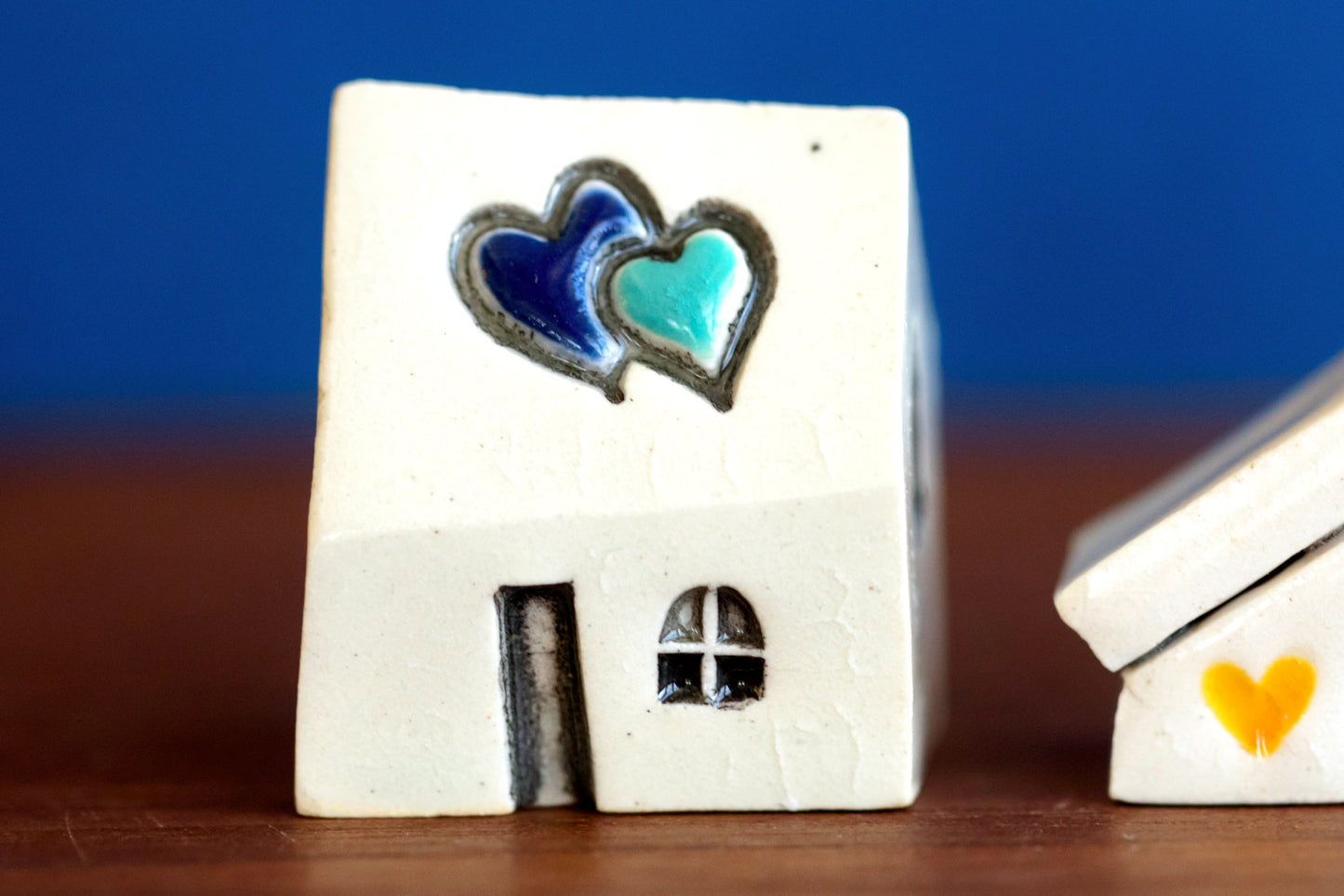 Miniature Ceramic Houses with Hearts
