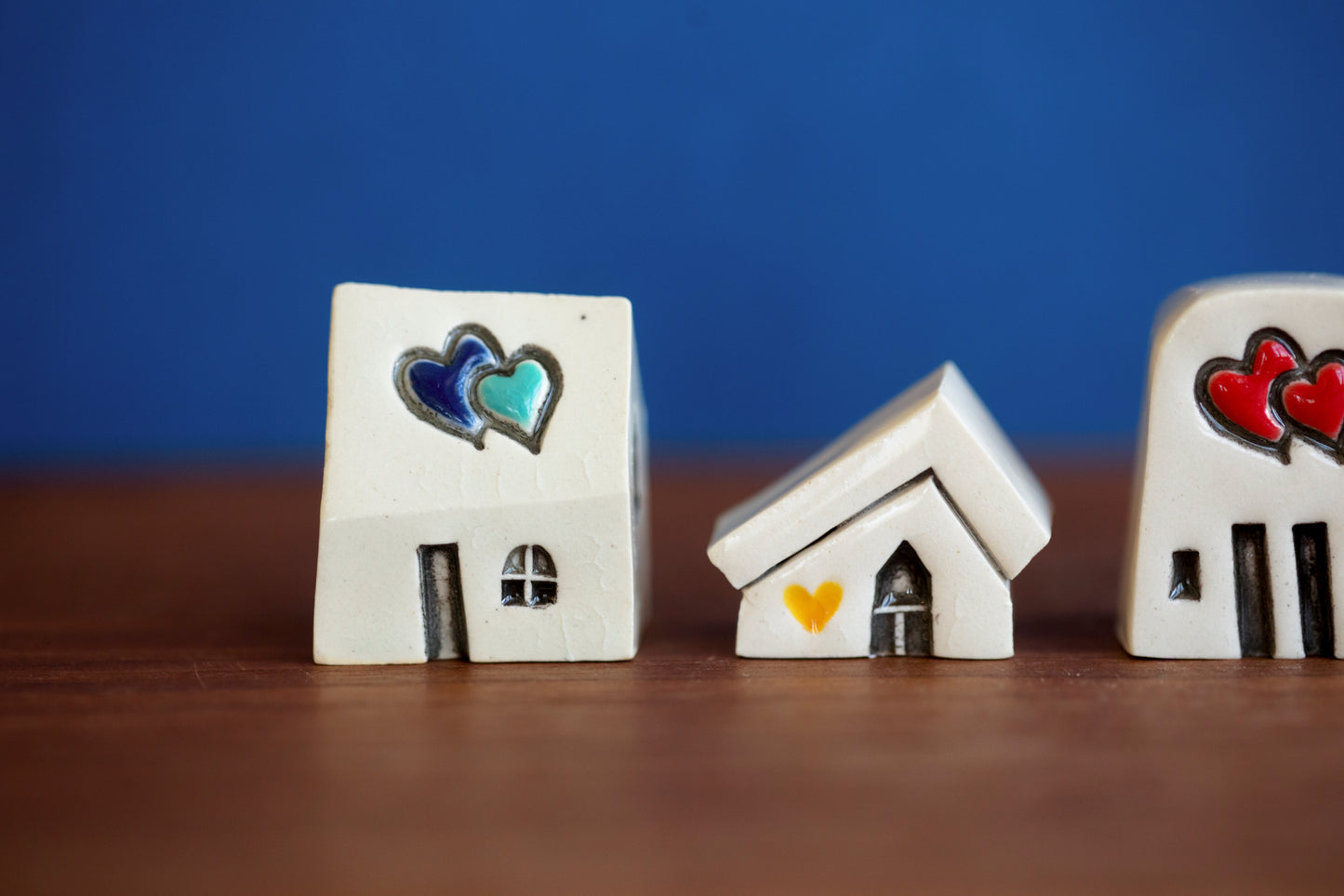Miniature Ceramic Houses with Hearts