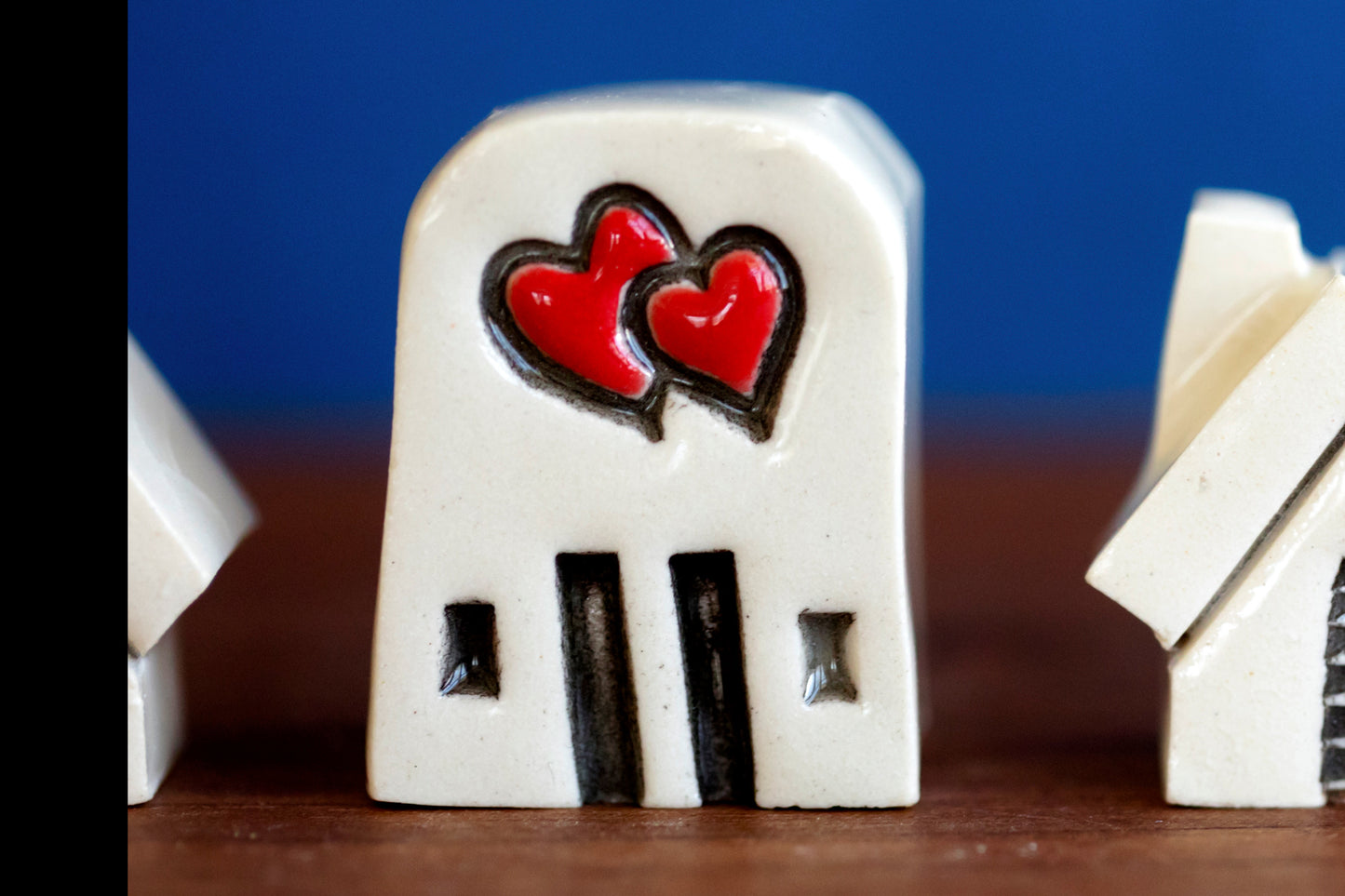 Miniature Ceramic Houses with Hearts
