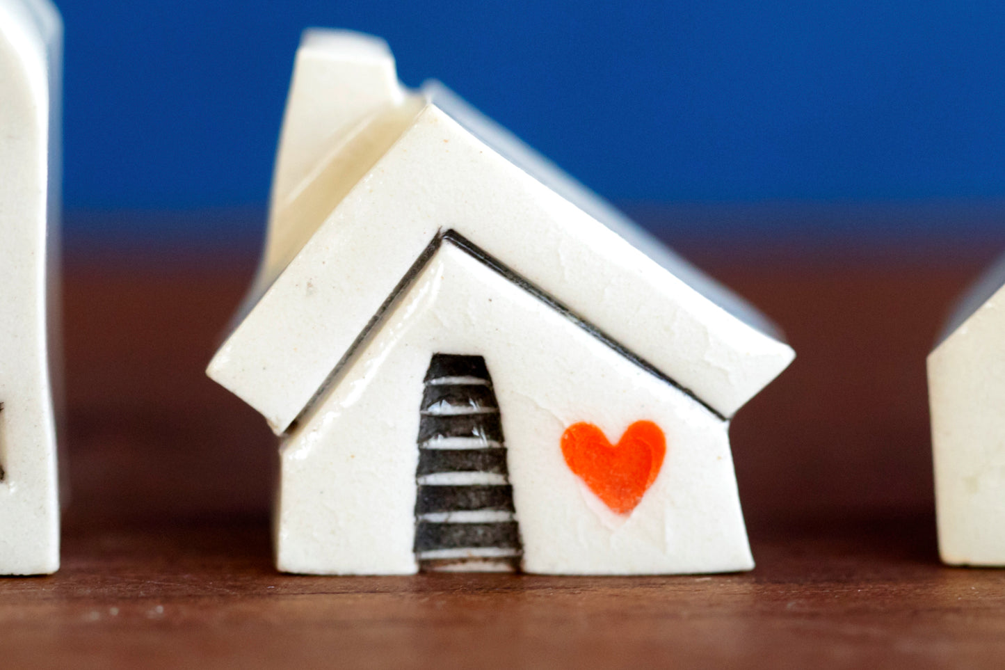 Miniature Ceramic Houses with Hearts