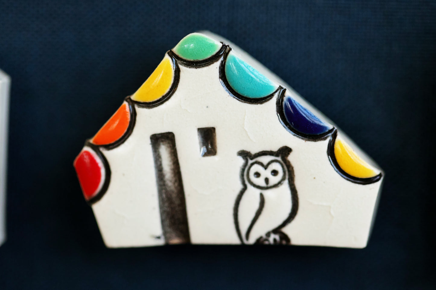 Miniature Ceramic House Magnets with Sunshine, Rainbows, Dog and Owl