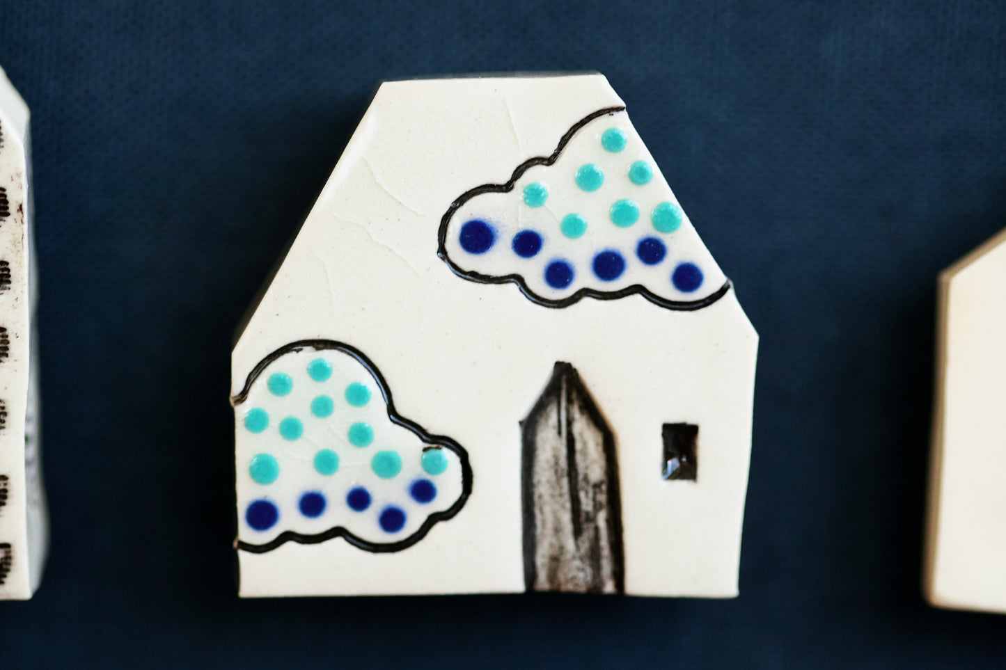 Miniature Ceramic House Magnets with Sunshine, Rainbows, Dog and Owl