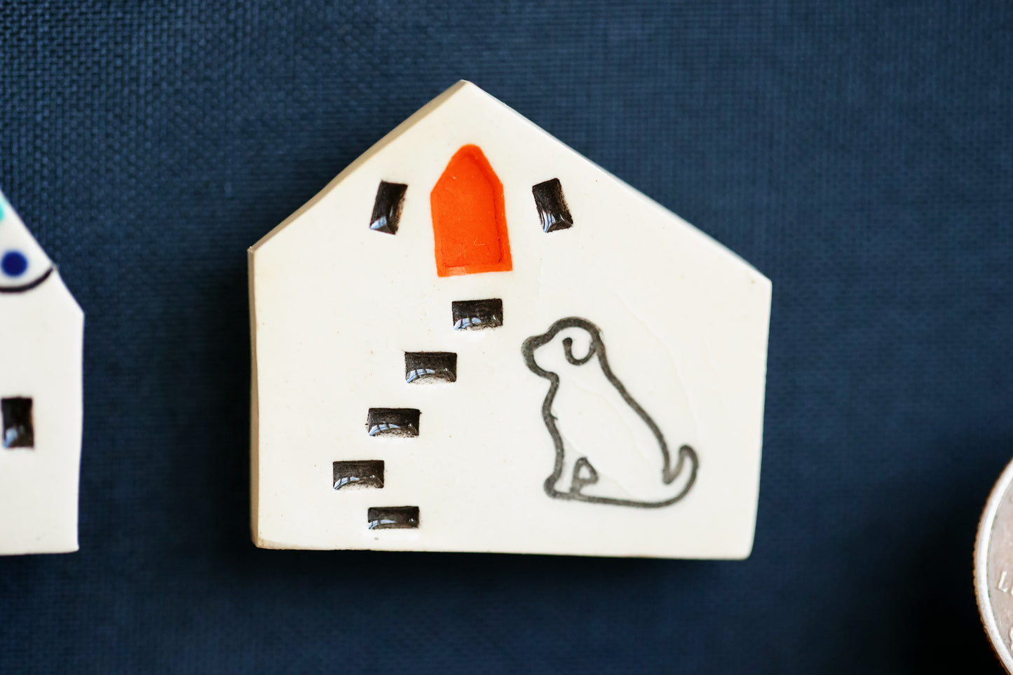 Miniature Ceramic House Magnets with Sunshine, Rainbows, Dog and Owl