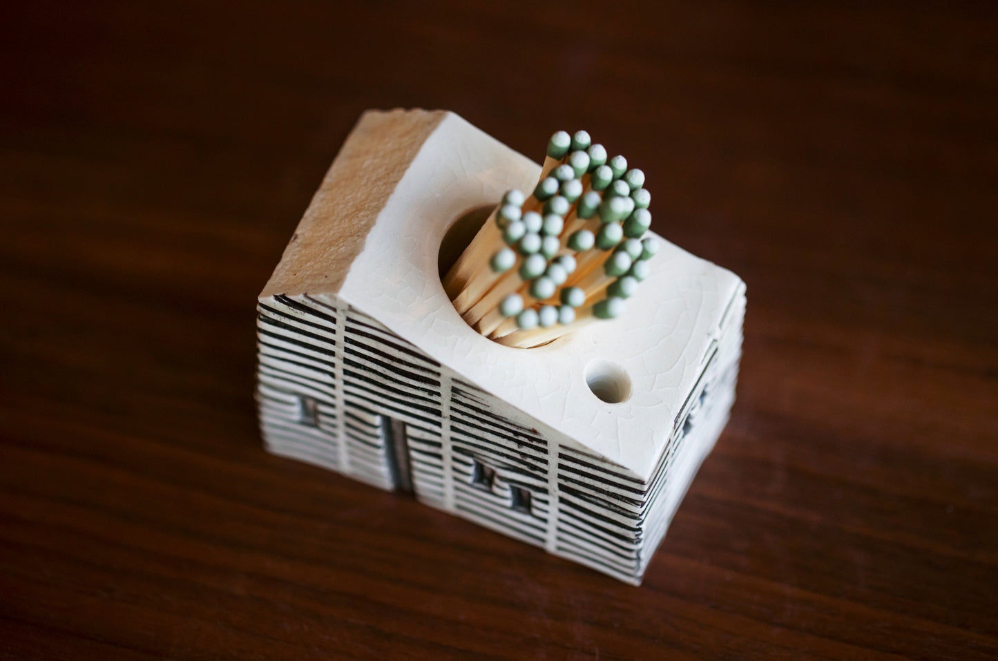 Ceramic Cabin Match Striker for Altar