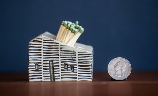 Ceramic Cabin Match Striker for Altar