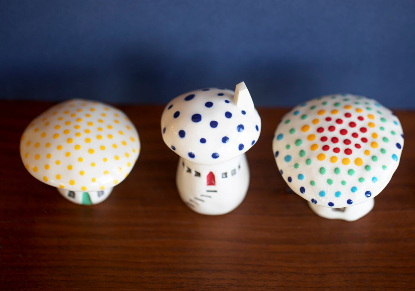 Ceramic House Mushrooms with Dots