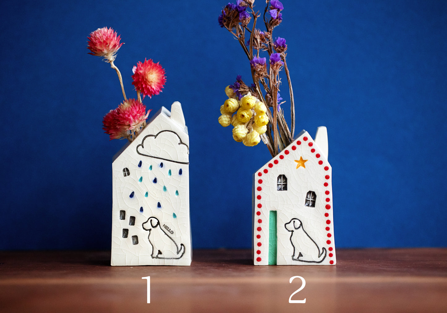 Ceramic Dog Bud Vase House Shaped