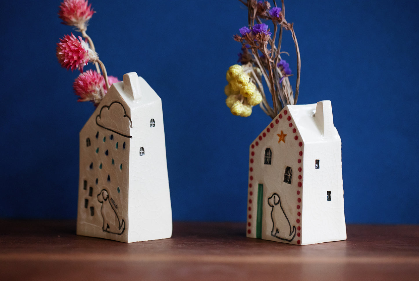 Ceramic Dog Bud Vase House Shaped