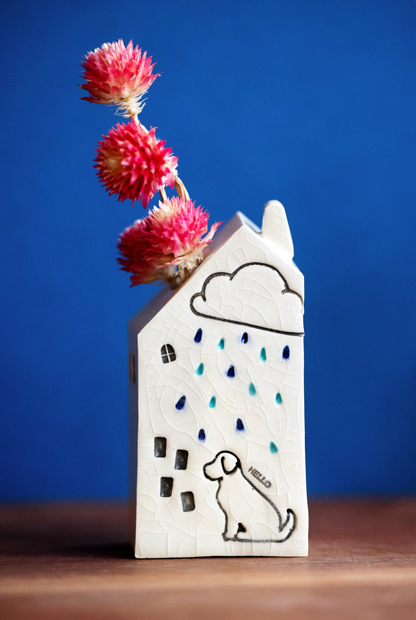 Ceramic Dog Bud Vase House Shaped