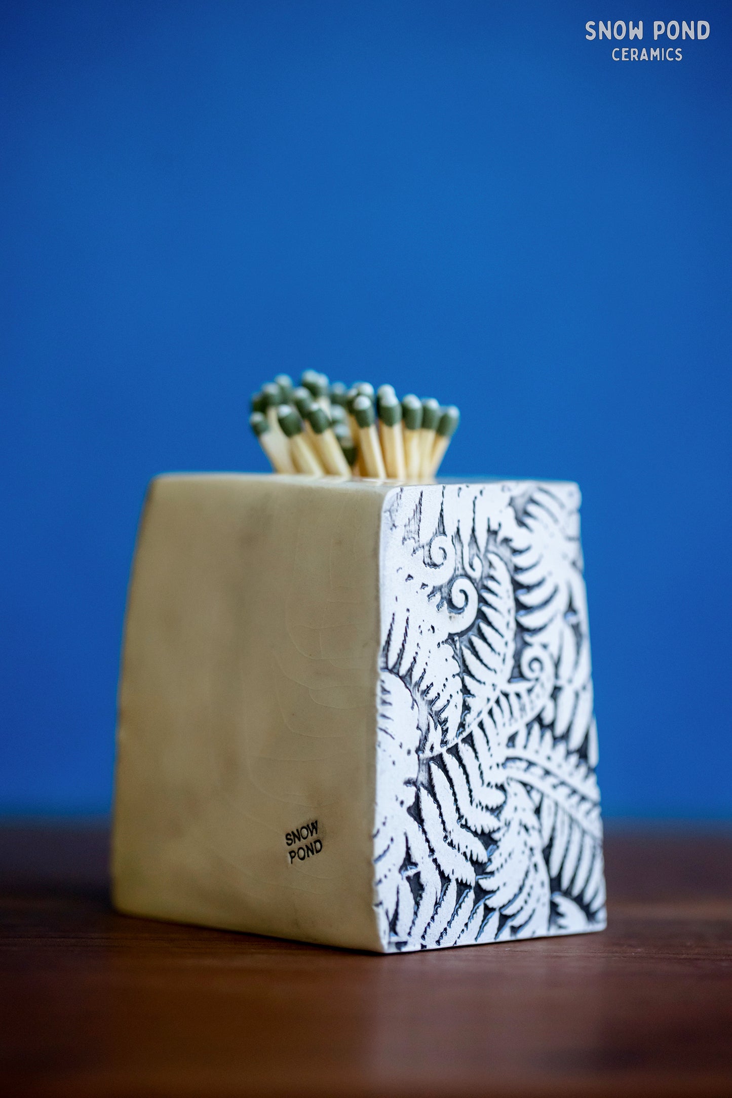 Ceramic Sunshine Match Striker with Dog and Ferns