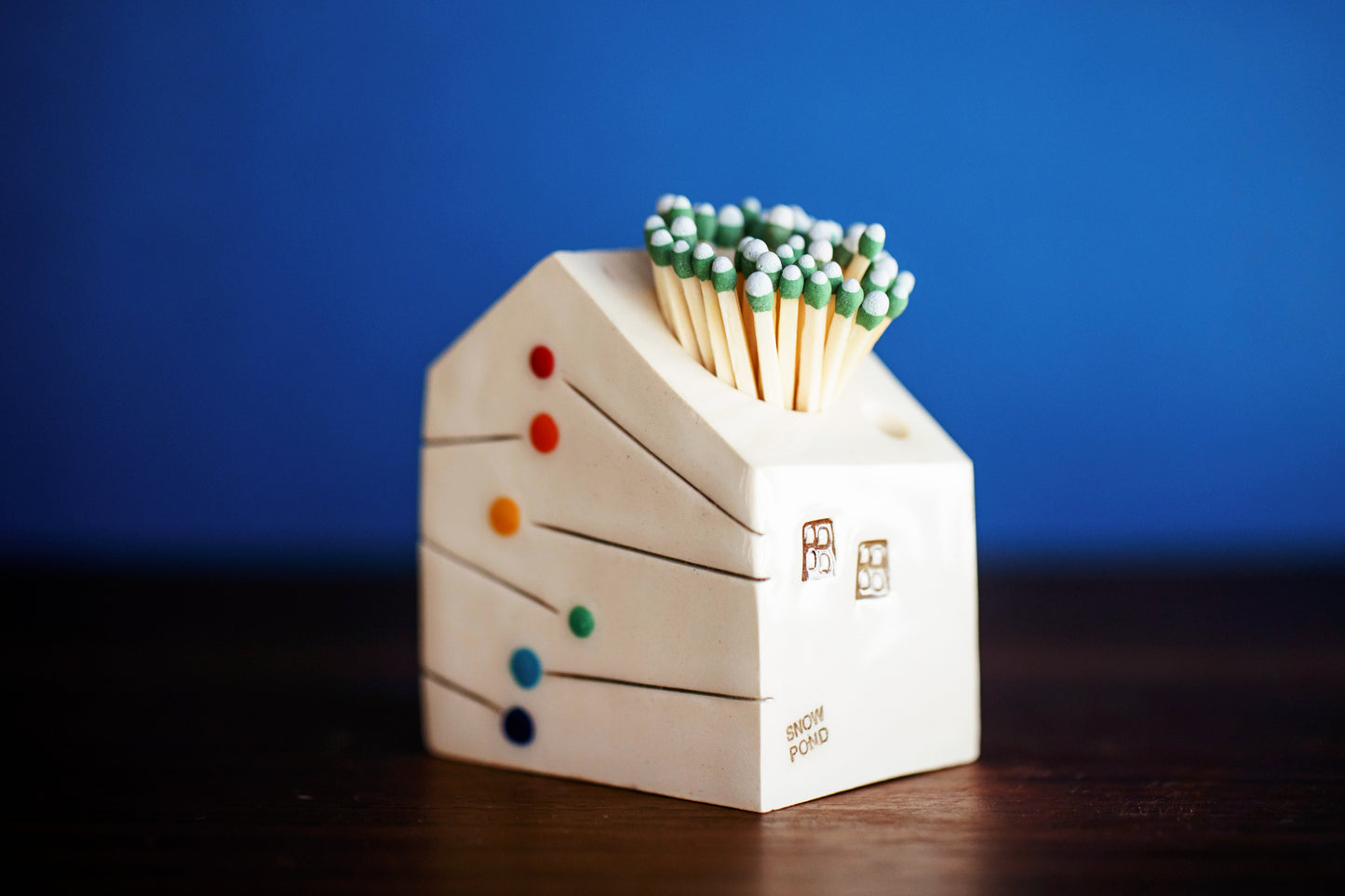 Ceramic Cloud Match Striker with Honey Bee and Rainbow Raindrops