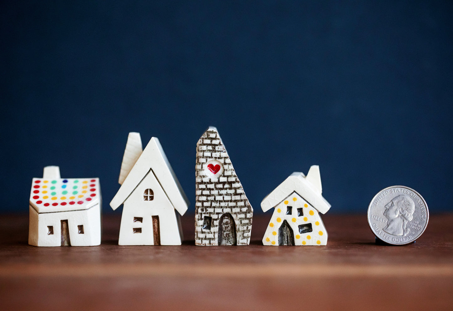 Joyful Tiny Village of Ceramic Houses - Holiday Decor