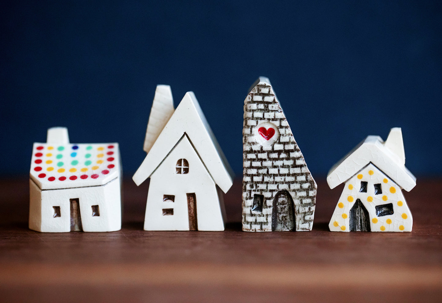 Joyful Tiny Village of Ceramic Houses - Holiday Decor