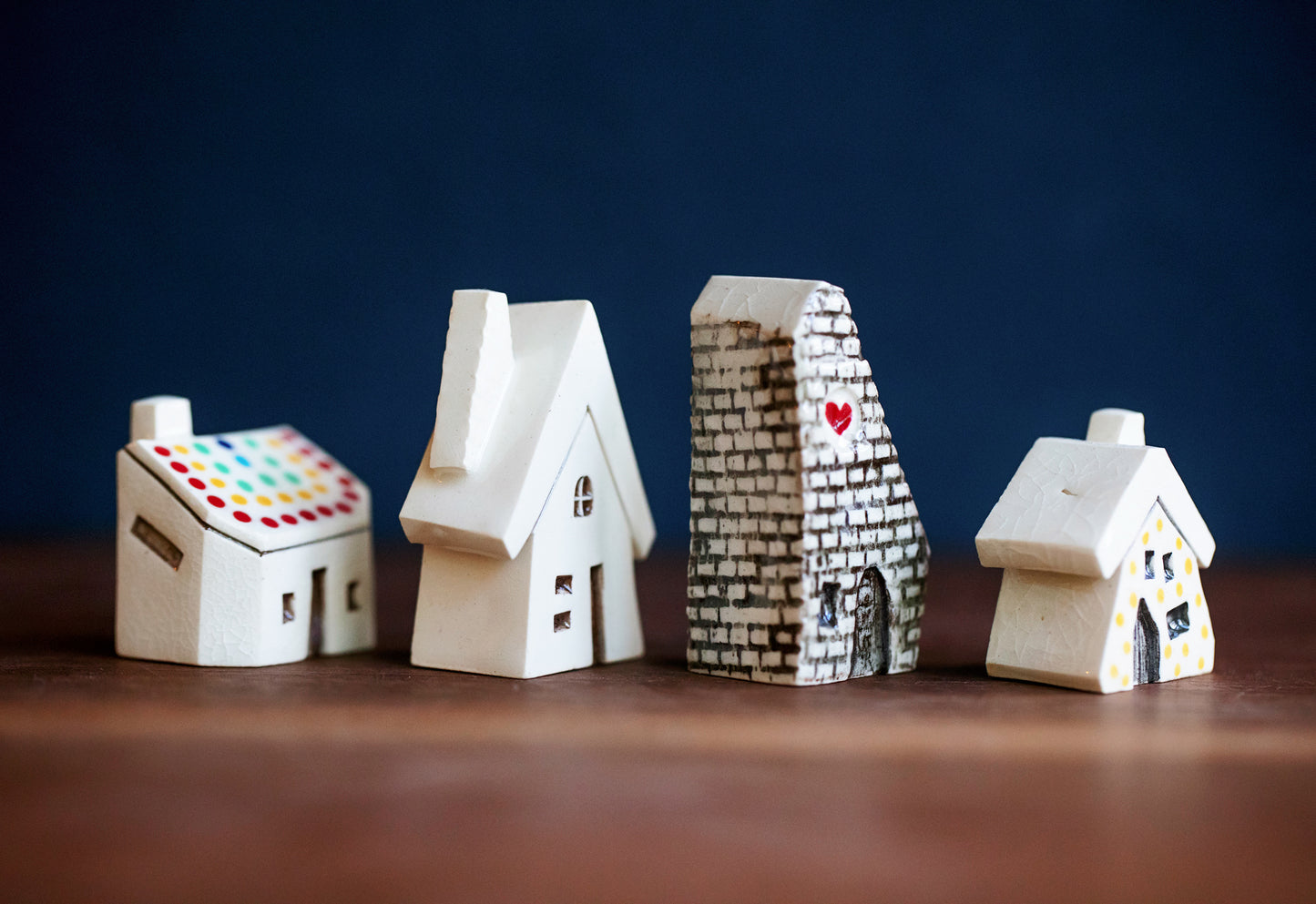 Joyful Tiny Village of Ceramic Houses - Holiday Decor