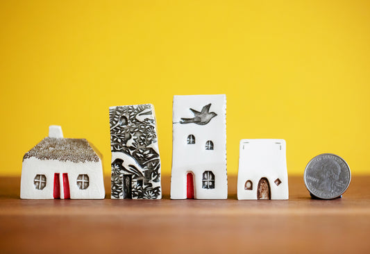 Nature Themed Ceramic Village with Bird and Deer
