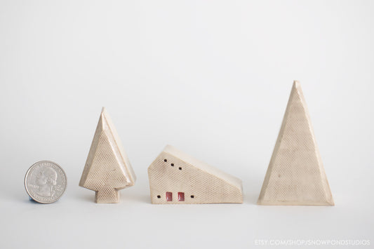 Modern Ceramic Village with House and Trees - Unique Handmade Gift Idea - Housewarming