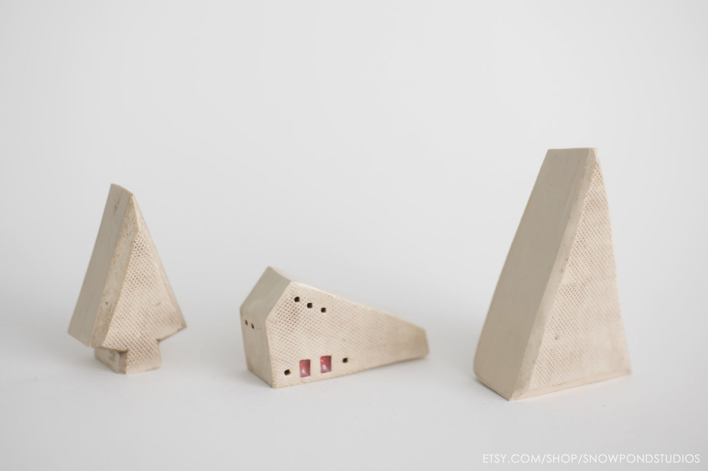 Modern Ceramic Village with House and Trees - Unique Handmade Gift Idea - Housewarming