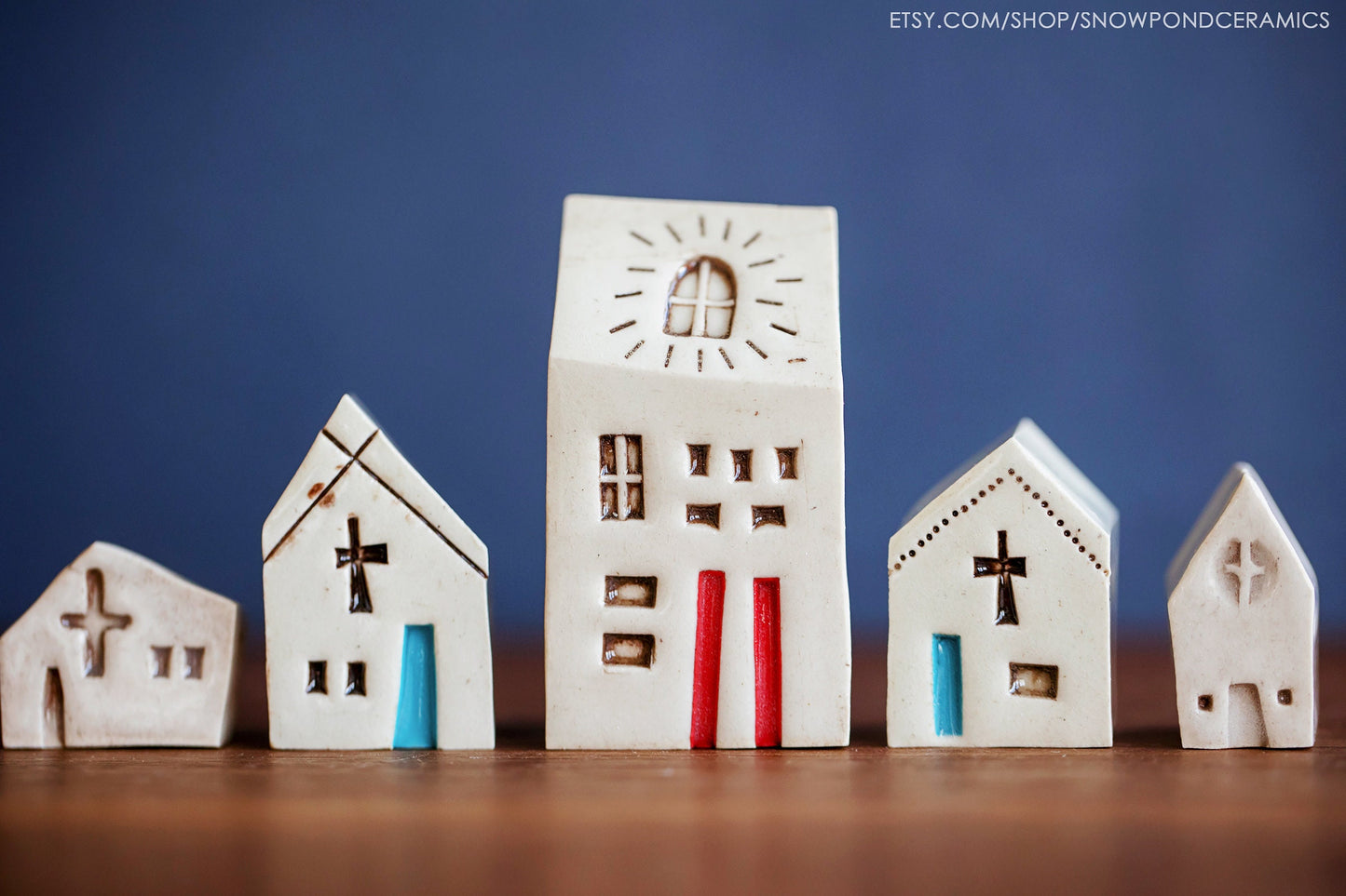 Tiny Ceramic Holiday Church - Porcelain Chapel - Minimalist Christmas Decor