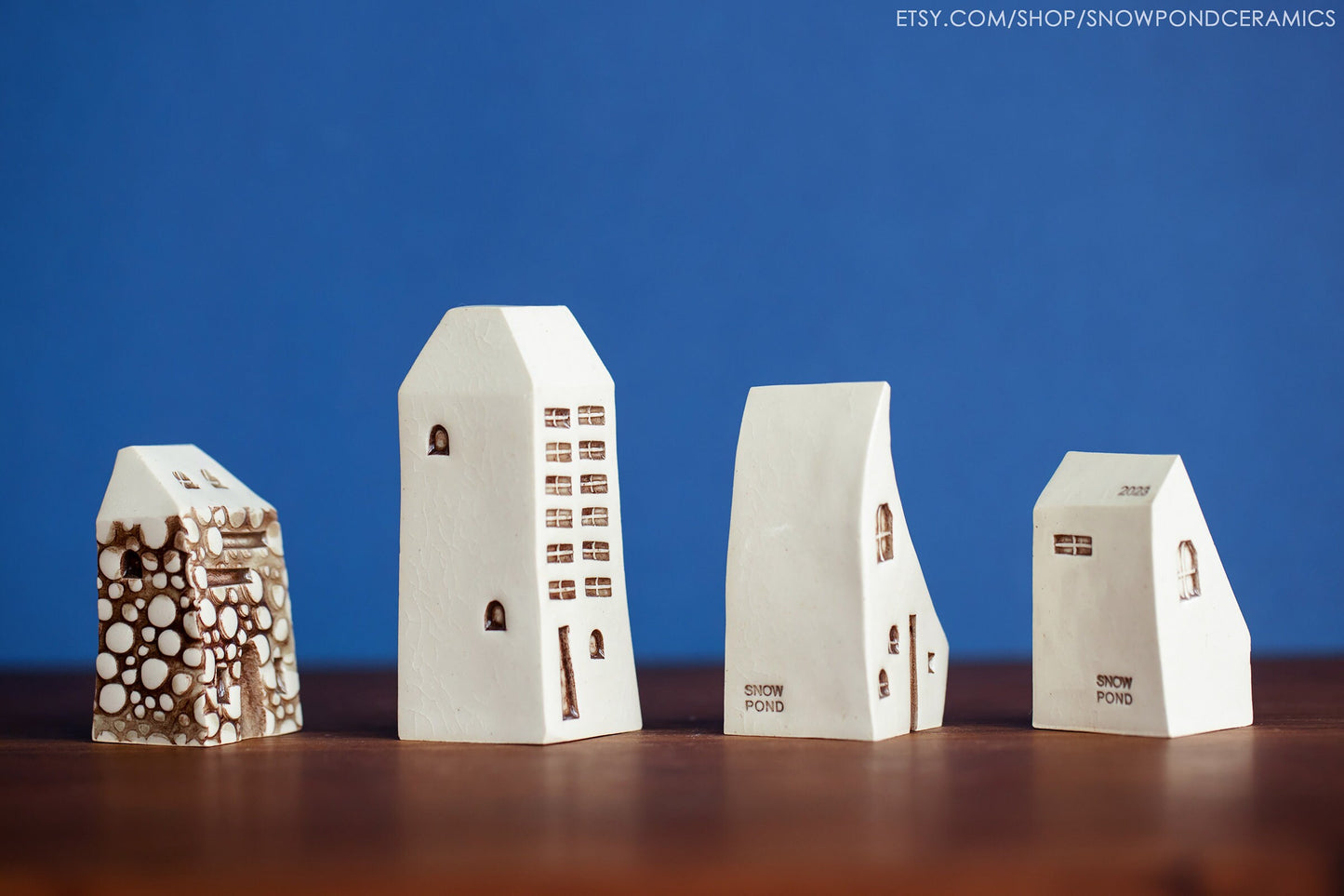 Old World Style Prague White Ceramic Houses - Unique Mother's Day Gift