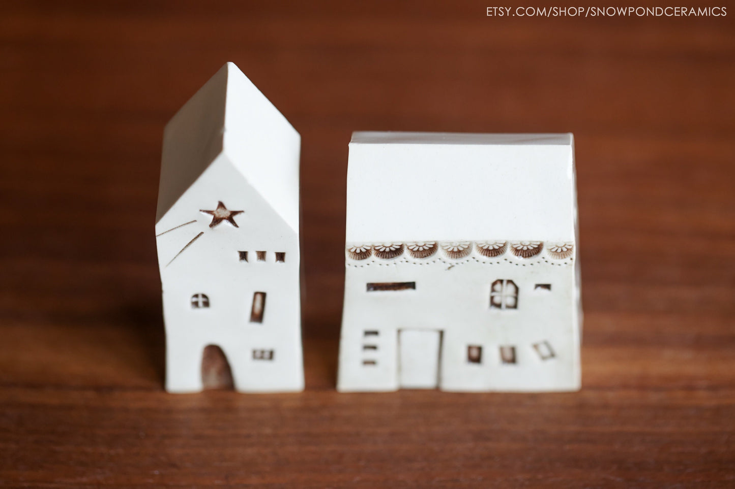 Porcelain Ceramic Amsterdam Houses with Shooting Star