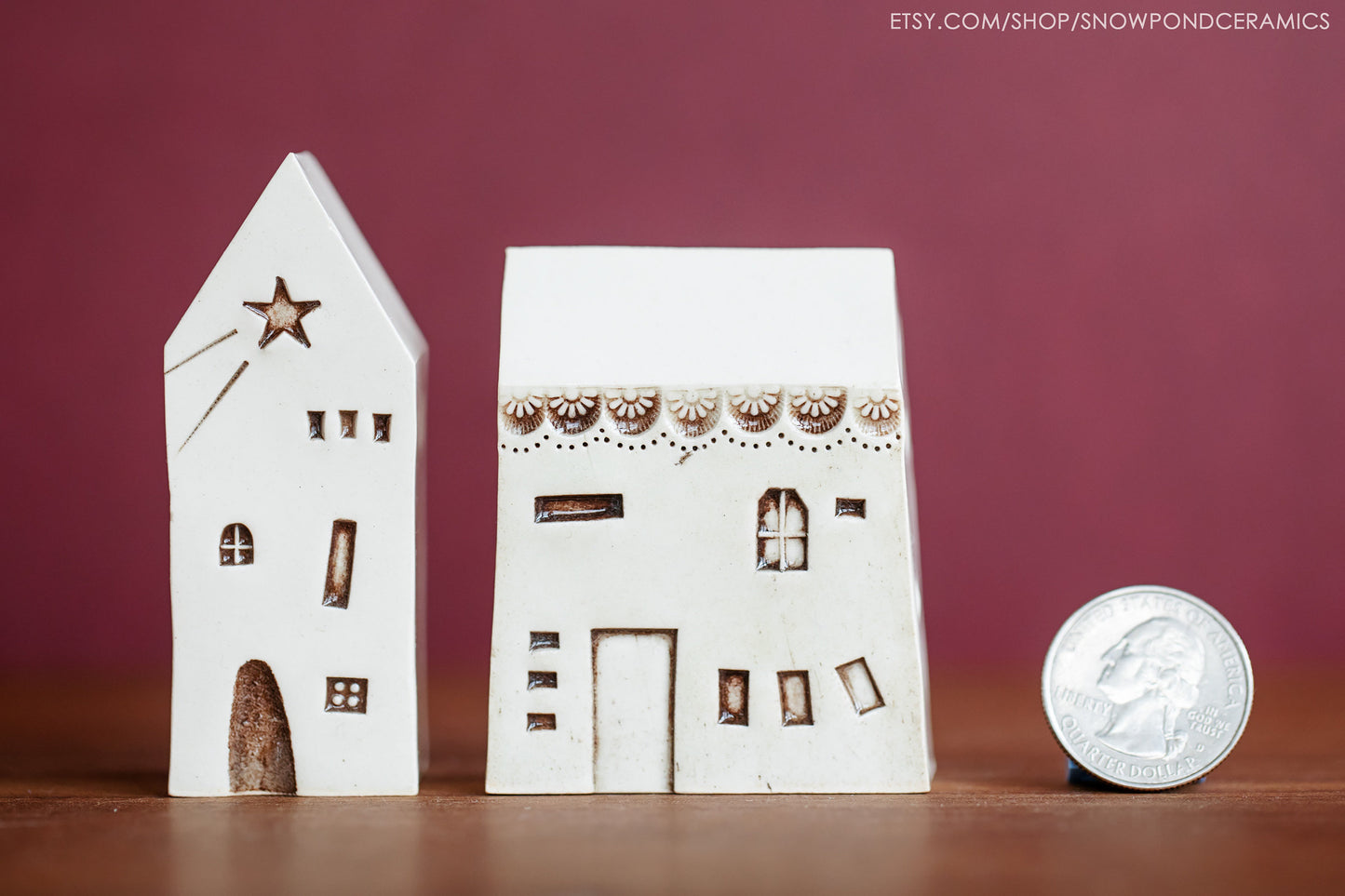 Porcelain Ceramic Amsterdam Houses with Shooting Star