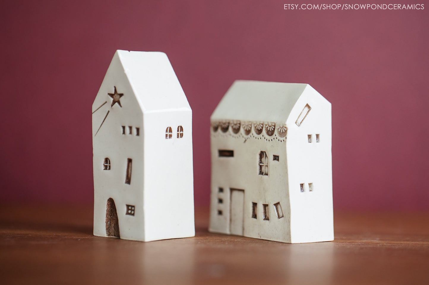 Porcelain Ceramic Amsterdam Houses with Shooting Star