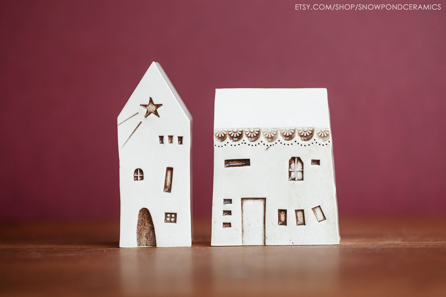 Porcelain Ceramic Amsterdam Houses with Shooting Star