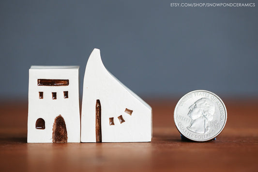 Small Modern Ceramic Houses - Tiny Holiday Gift / Realtor Gift Idea