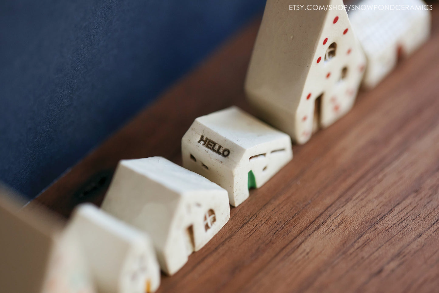 Set of 25 Tiny Ceramic Trees and Houses for Advent Calendar / Miniature Holiday Village