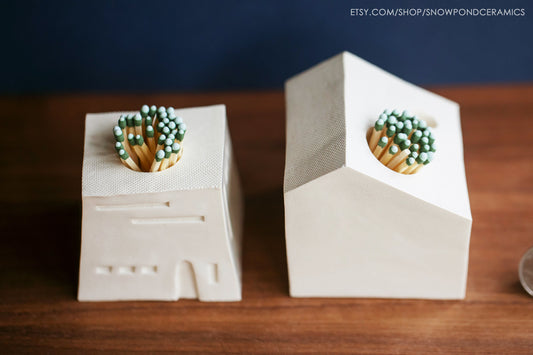 Small Ceramic House Match Striker - Unique Housewarming Gift / Candle Gift / New Home Present