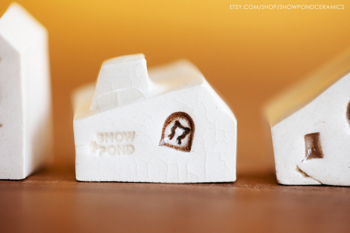 Small Rainbow Ceramic Village with Stars and Cats - Tiny Art