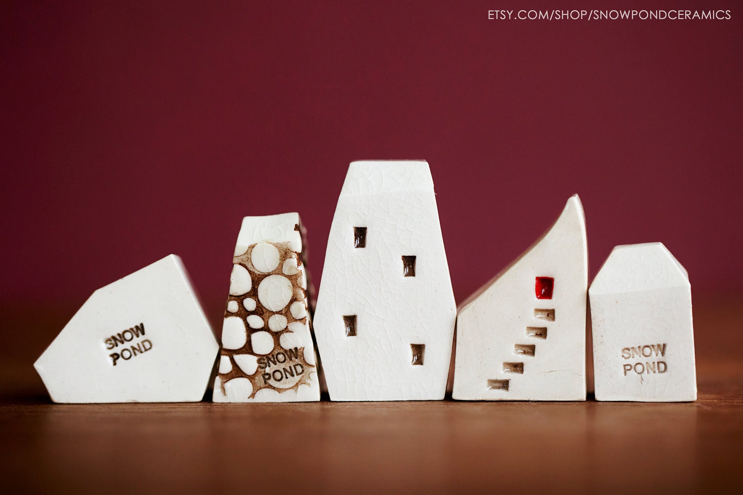 Small Whimsical Ceramic Houses with Butterflies, Cobblestones, Hearts - Happy Anniversary Gift