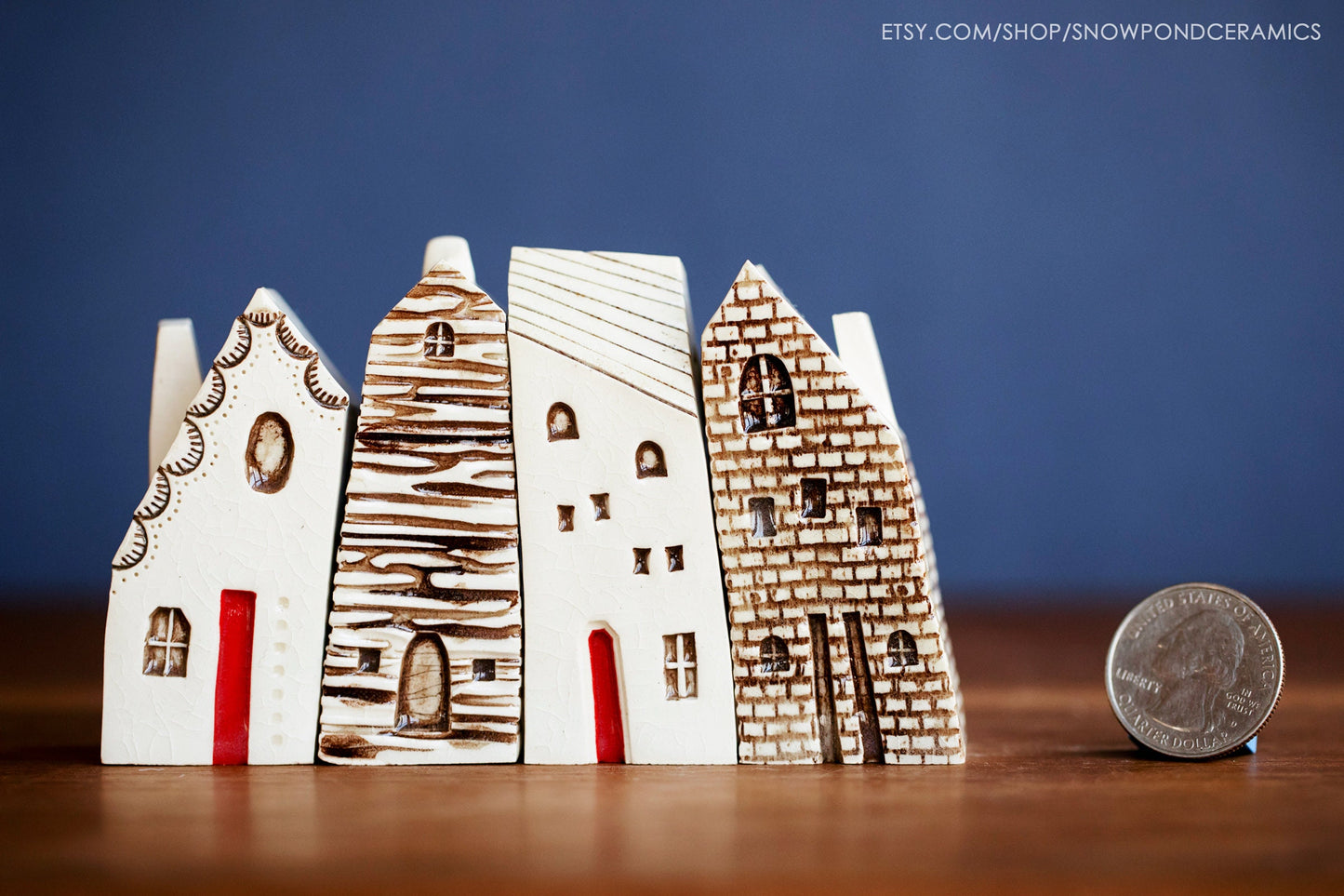 Tall 4 inch Old World Style Ceramic Houses Prague / Amsterdam - host gift