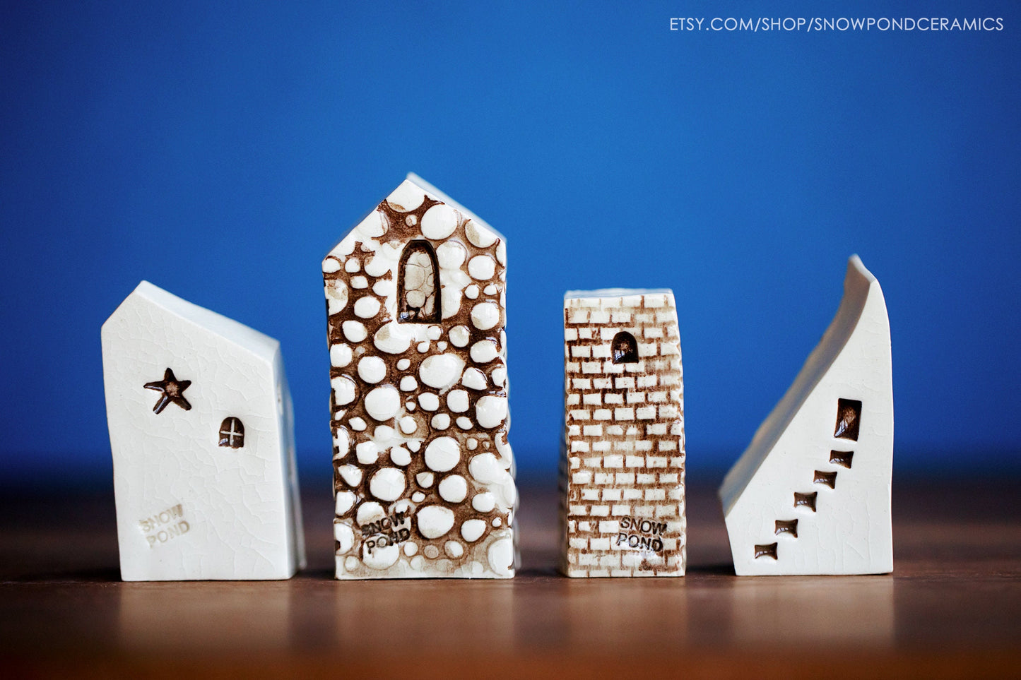 Old World Style Miniature White Ceramic Houses - Handmade Cat Lady / Catsitter Gift