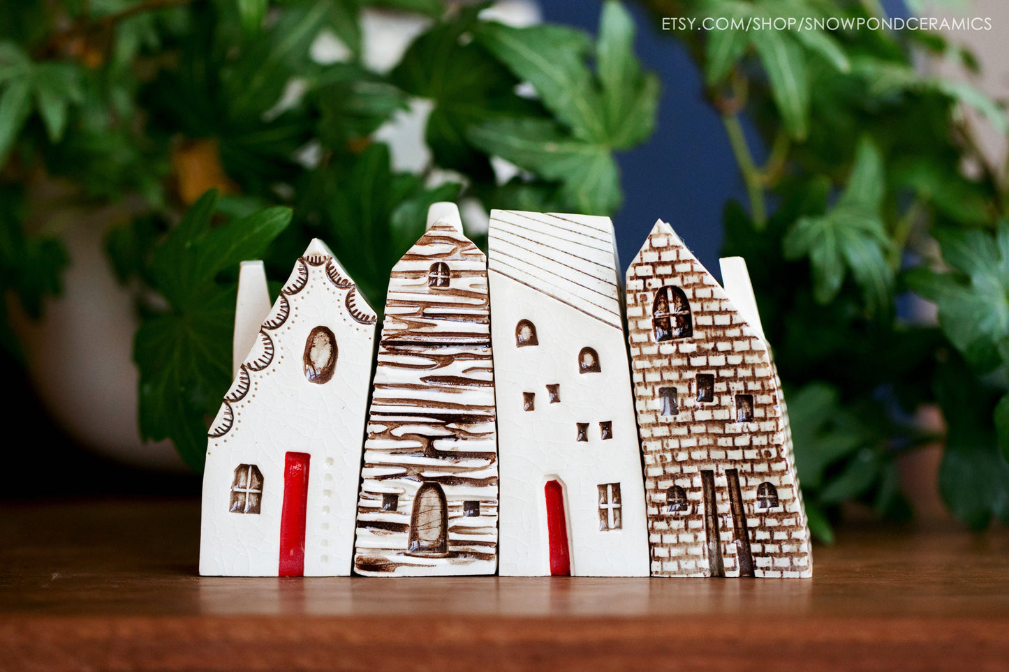 Tall 4 inch Old World Style Ceramic Houses Prague / Amsterdam - host gift