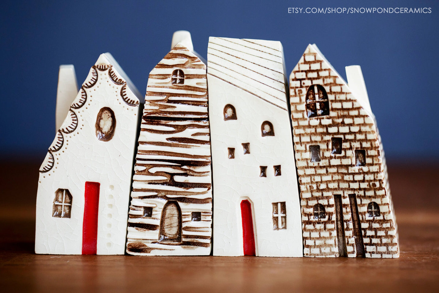 Tall 4 inch Old World Style Ceramic Houses Prague / Amsterdam - host gift