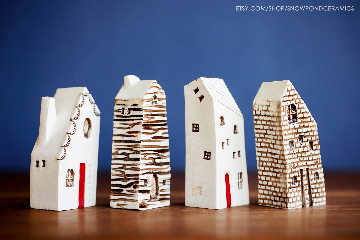 Tall 4 inch Old World Style Ceramic Houses Prague / Amsterdam - host gift