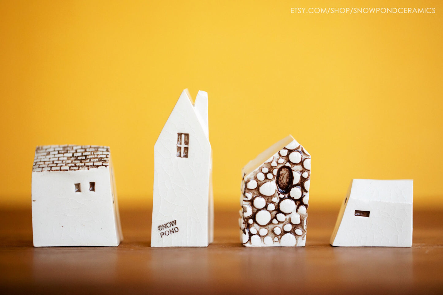 Old World Style Amsterdam White Ceramic Houses with Cobblestone and Brick