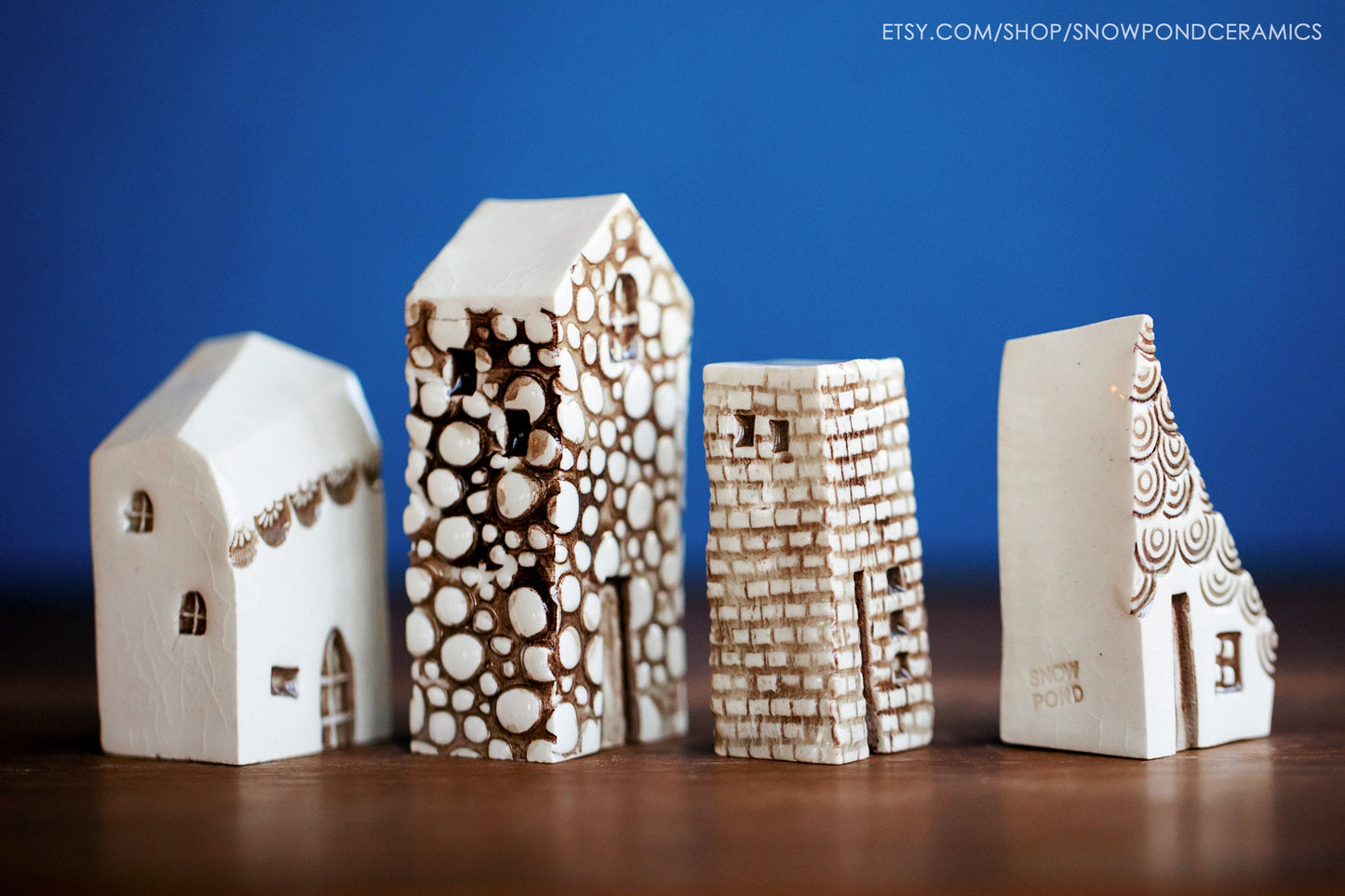 Old World Style Miniature White Ceramic Houses - Handmade Cat Lady / Catsitter Gift