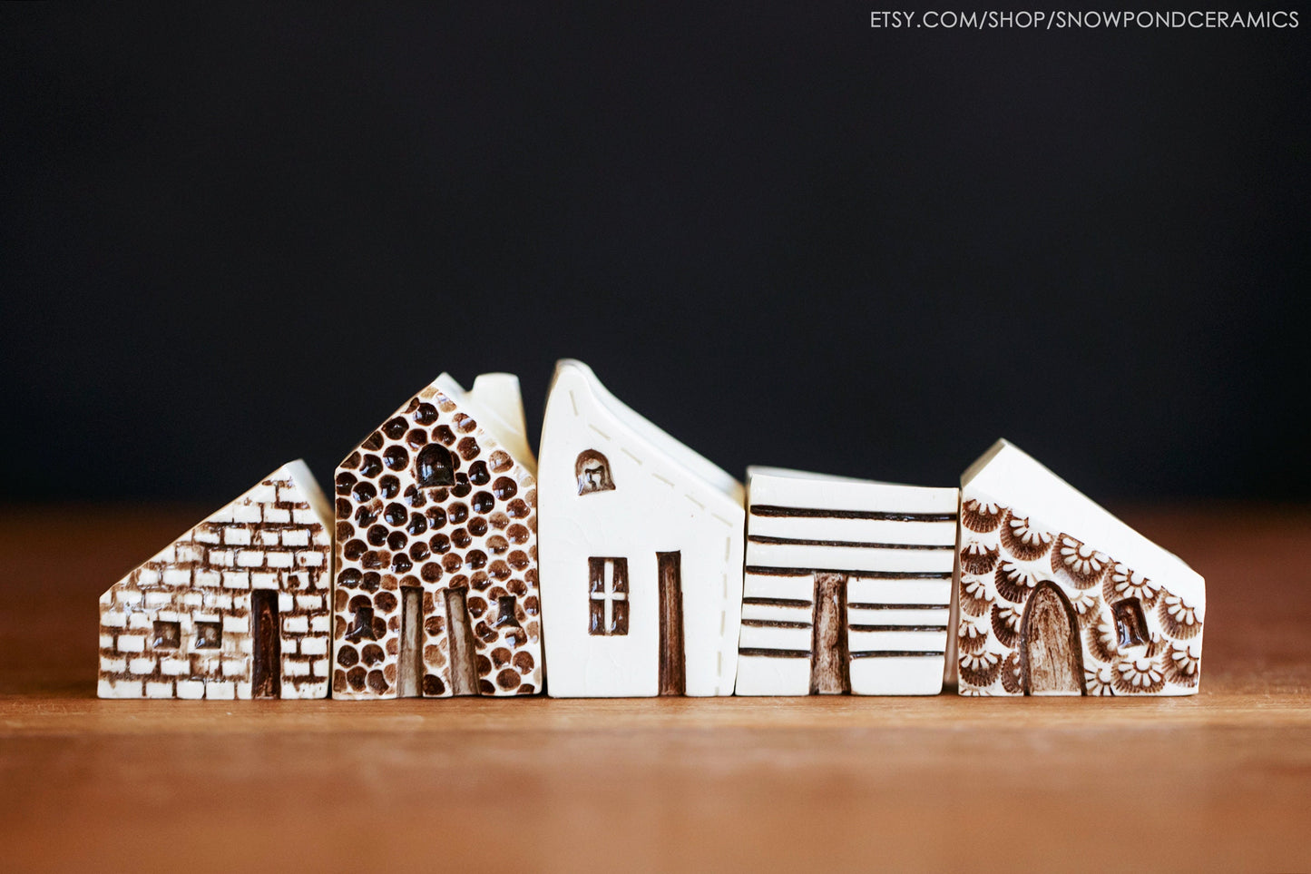 Small Old World Style Ceramic Houses with Texture - Amsterdam - Tactile Gift