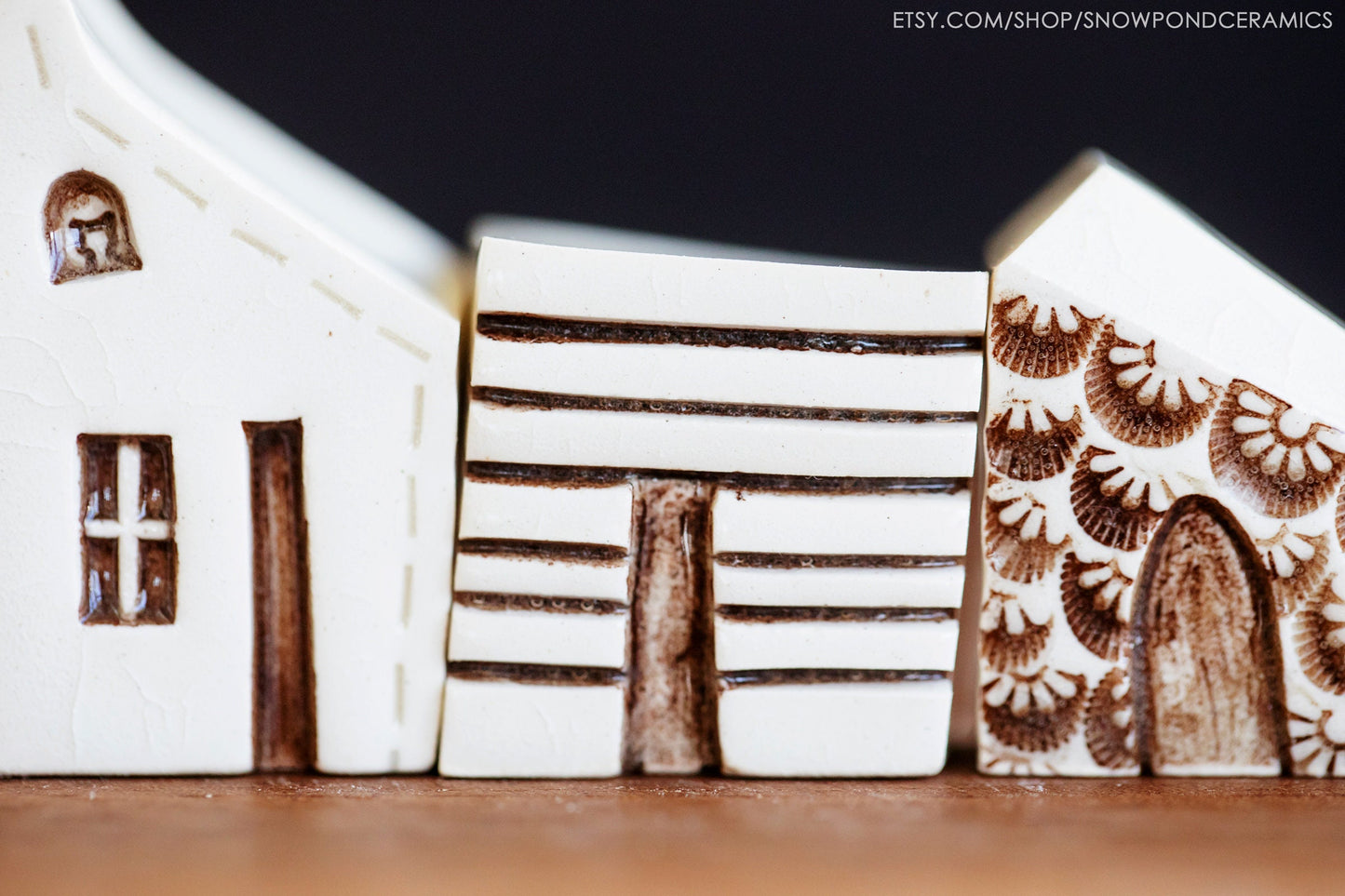 Small Old World Style Ceramic Houses with Texture - Amsterdam - Tactile Gift