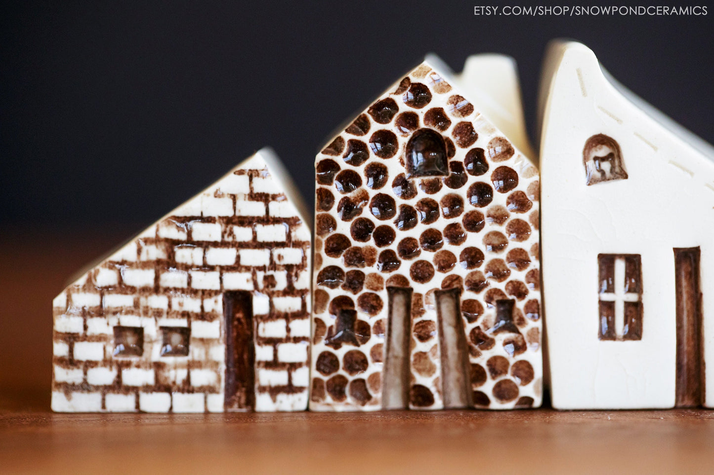 Small Old World Style Ceramic Houses with Texture - Amsterdam - Tactile Gift