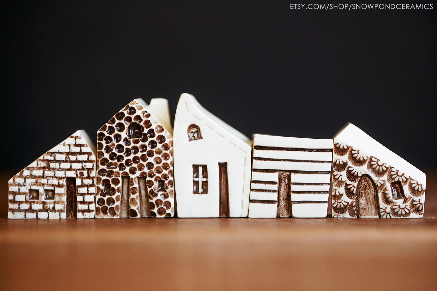 Small Old World Style Ceramic Houses with Texture - Amsterdam - Tactile Gift