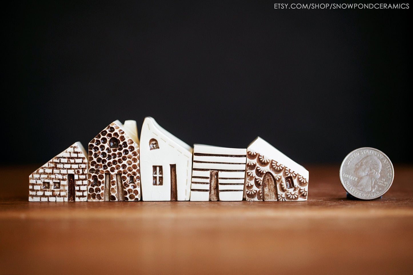 Small Old World Style Ceramic Houses with Texture - Amsterdam - Tactile Gift