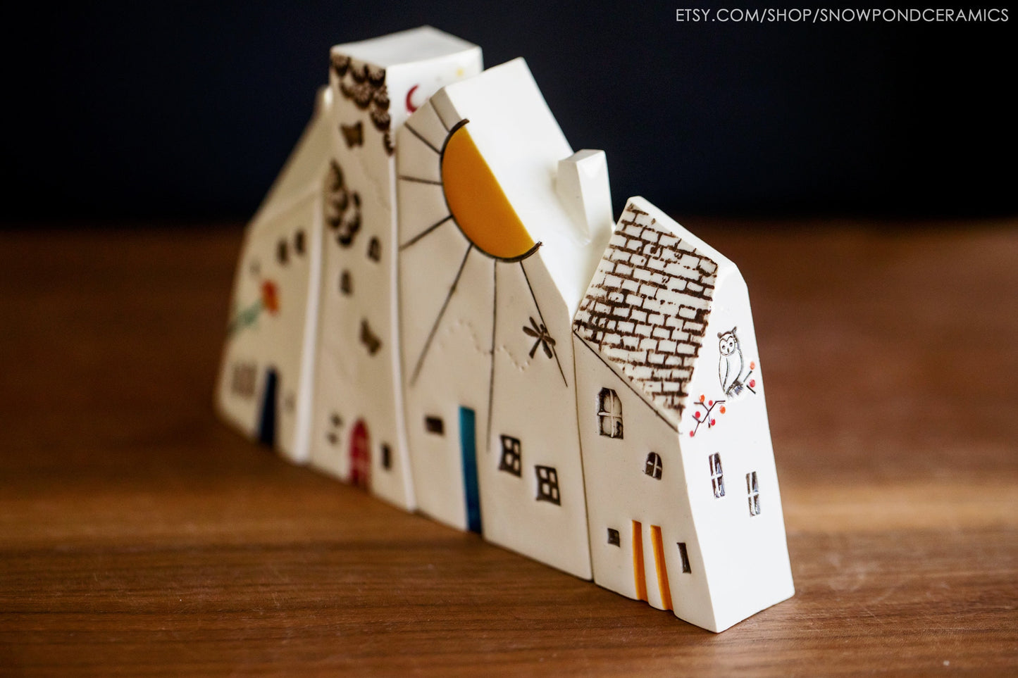 STORY VILLAGE - Whimsical Ceramic Houses of the Seasons - Summer, Fall, Winter, Spring - Happy Handmade Gift